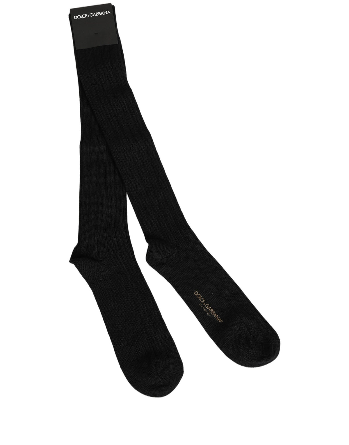 Dolce & Gabbana Black DG Logo Print Over The Calf Accessory Socks - Eljoys Fashion 