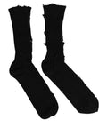 Dolce & Gabbana Black Cotton Distressed Mid Calf Accessory Socks - Eljoys Fashion 