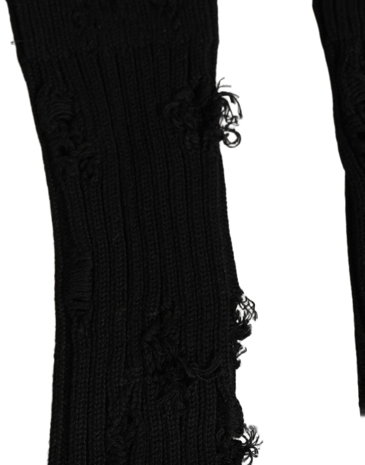 Dolce & Gabbana Black Cotton Distressed Mid Calf Accessory Socks