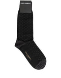 Dolce & Gabbana Men Black Cotton Polka Dot Mid Calf Accessory Socks