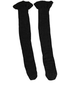 Dolce & Gabbana Black Wool Logo Calf Long Women Accessory Socks - Eljoys Fashion 