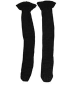Dolce & Gabbana Black Wool Logo Calf Long Women Accessory Socks - Eljoys Fashion 