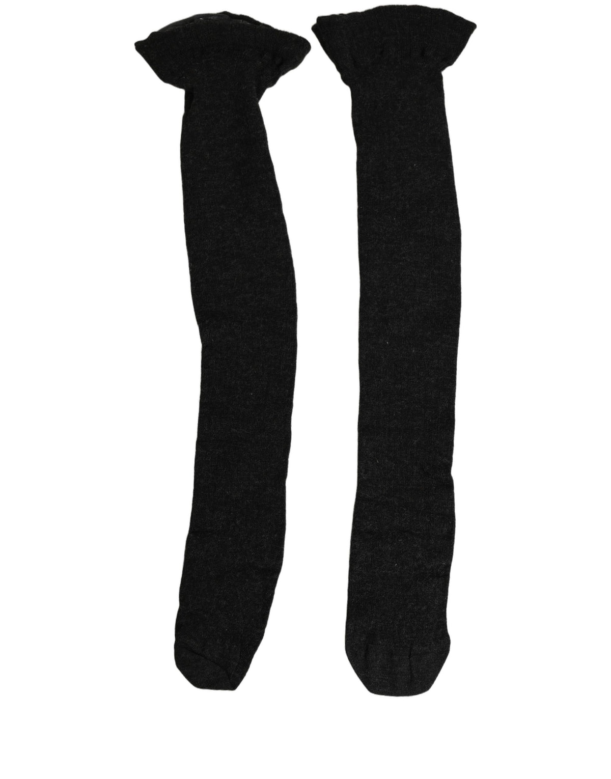 Dolce & Gabbana Black Wool Logo Calf Long Women Accessory Socks - Eljoys Fashion 