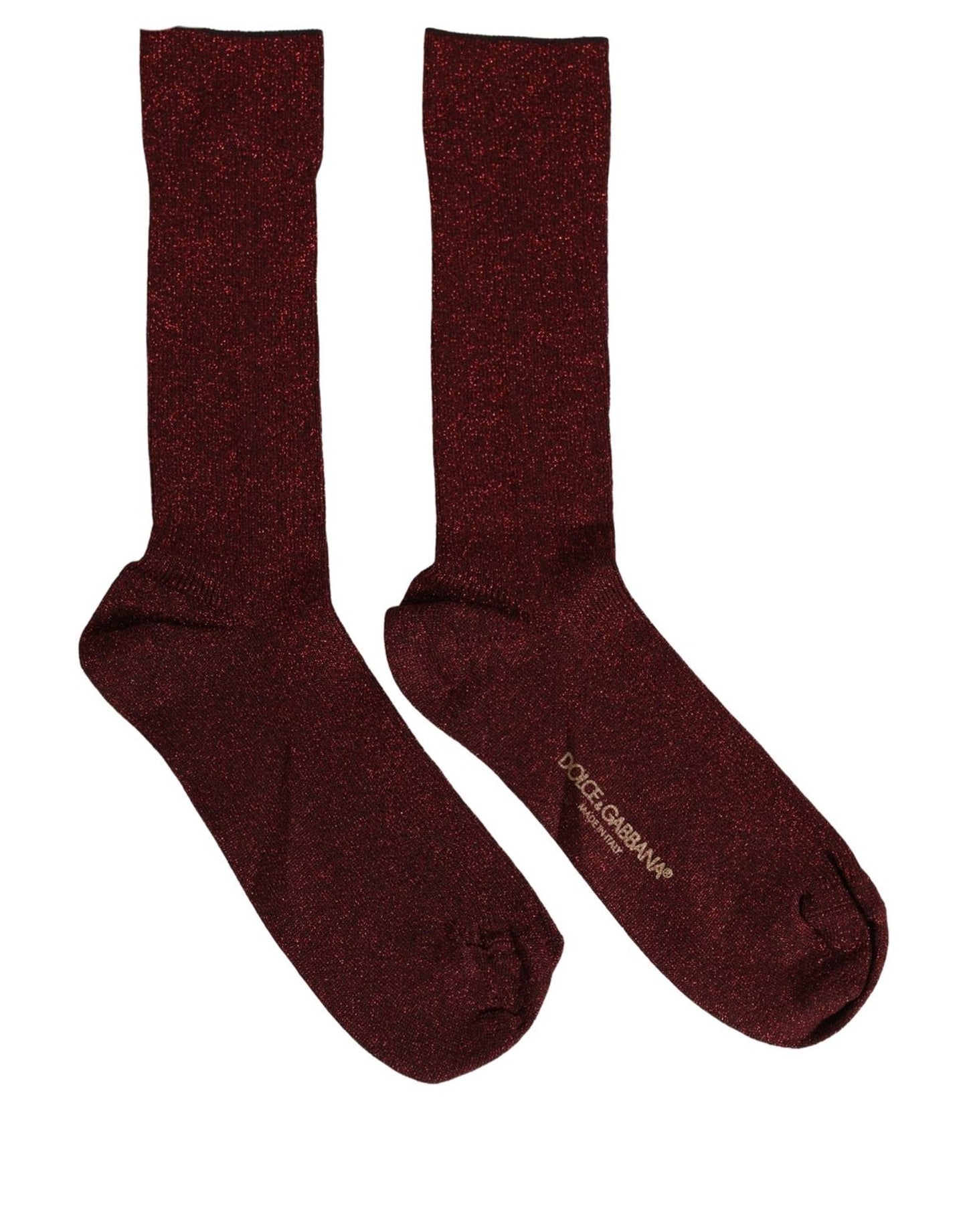 Dolce & Gabbana Maroon Viscose DG Logo Mid Calf Accessory Socks