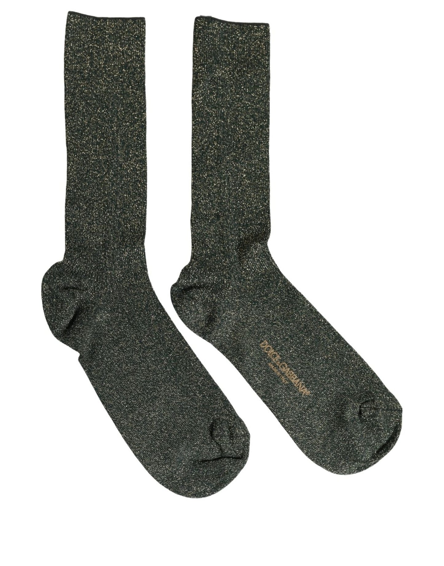 Dolce & Gabbana Dark Green Viscose Logo Mid Calf Accessory Socks