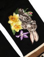 Dolce & Gabbana Black Rabbit Floral Wool Mid Calf Accessory Socks - Eljoys Fashion 