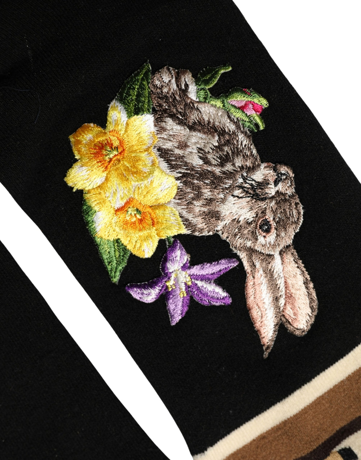 Dolce & Gabbana Black Rabbit Floral Wool Mid Calf Accessory Socks - Eljoys Fashion 