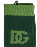 Dolce & Gabbana Green DG Logo Nylon Mid Calf Accessory Socks - Eljoys Fashion 