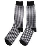 Dolce & Gabbana Black White Houndstooth Mid Calf Accessory Socks - Eljoys Fashion 