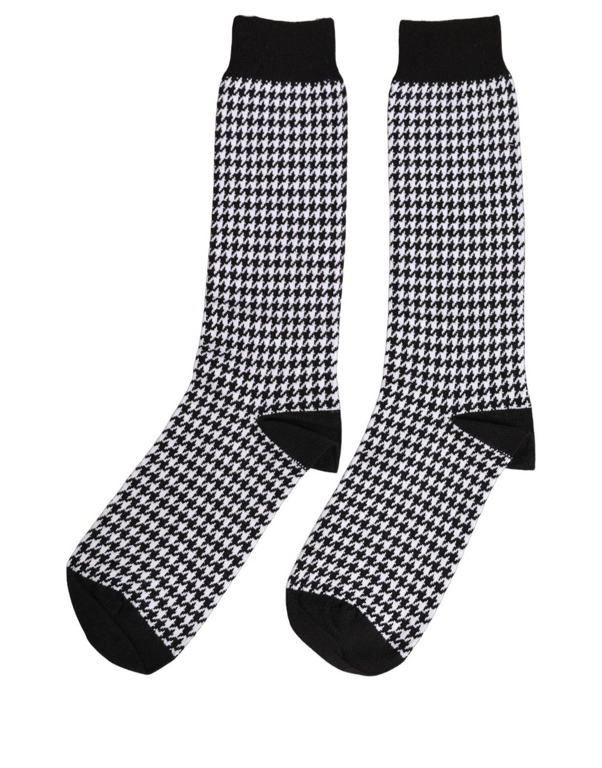 Dolce & Gabbana Black White Houndstooth Mid Calf Accessory Socks - Eljoys Fashion 