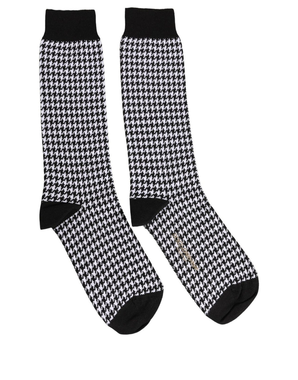 Dolce & Gabbana Black White Houndstooth Mid Calf Accessory Socks - Eljoys Fashion 