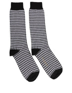 Dolce & Gabbana Black White Houndstooth Mid Calf Accessory Socks - Eljoys Fashion 
