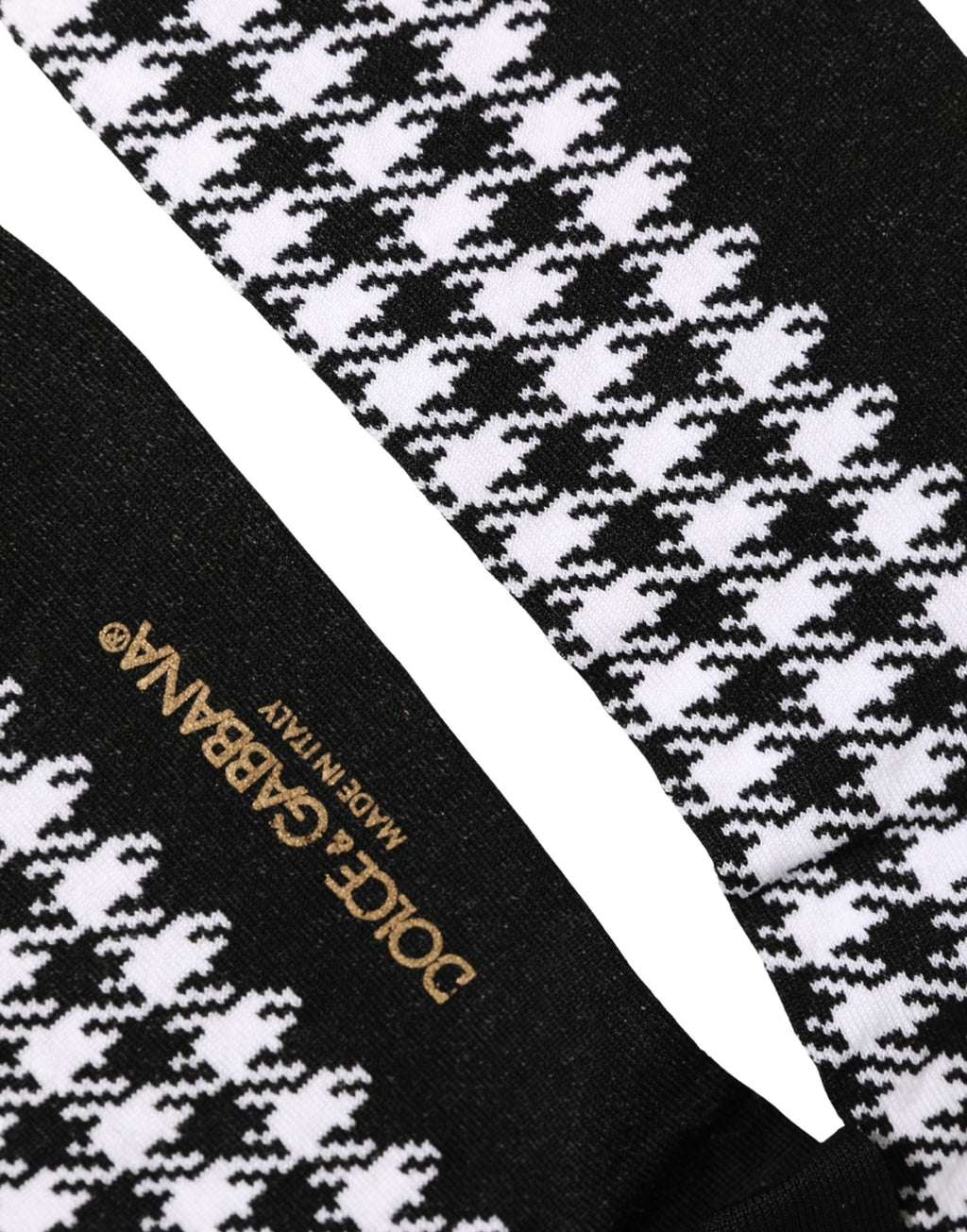 Dolce & Gabbana Black White Houndstooth Mid Calf Accessory Socks - Eljoys Fashion 