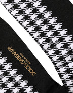 Dolce & Gabbana Black White Houndstooth Mid Calf Accessory Socks - Eljoys Fashion 