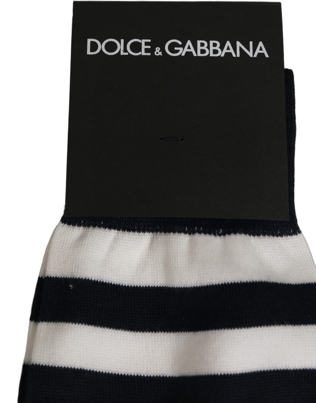 Dolce & Gabbana Black White Stripes Cotton Mid Calf Accessory Socks - Eljoys Fashion 