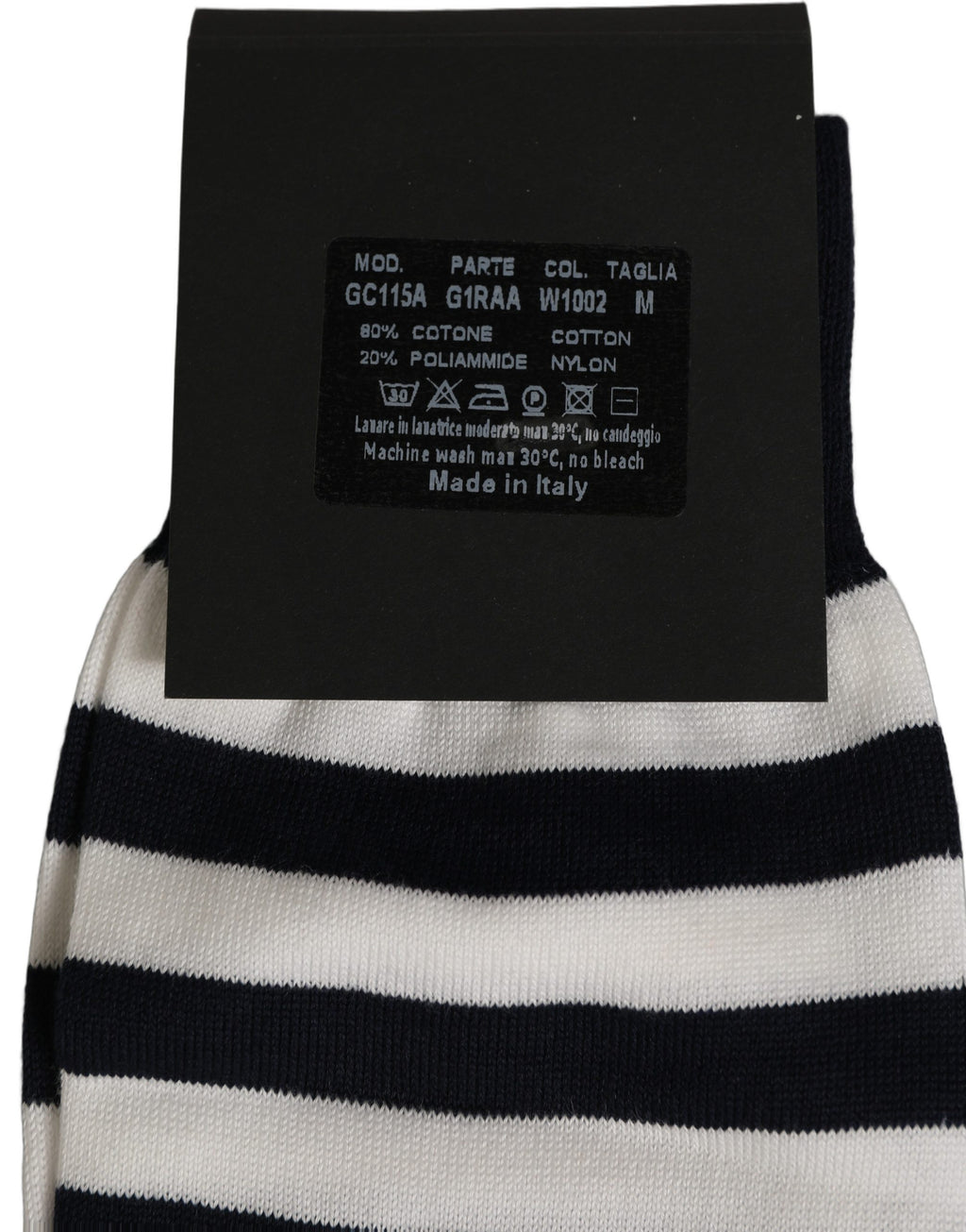 Dolce & Gabbana Black White Stripes Cotton Mid Calf Accessory Socks - Eljoys Fashion 