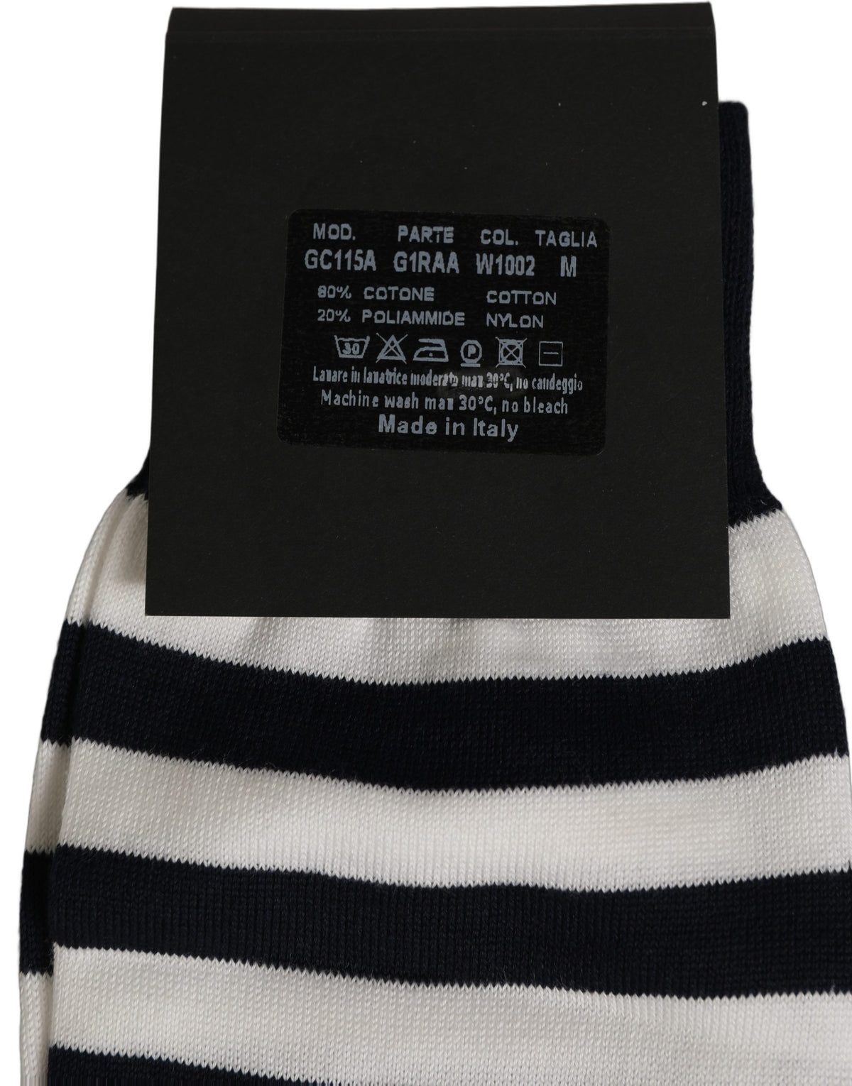 Dolce & Gabbana Black White Stripes Cotton Mid Calf Accessory Socks - Eljoys Fashion 