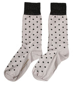Dolce & Gabbana Gray Viscose Stretch Dotted Women Accessory Socks - Eljoys Fashion 