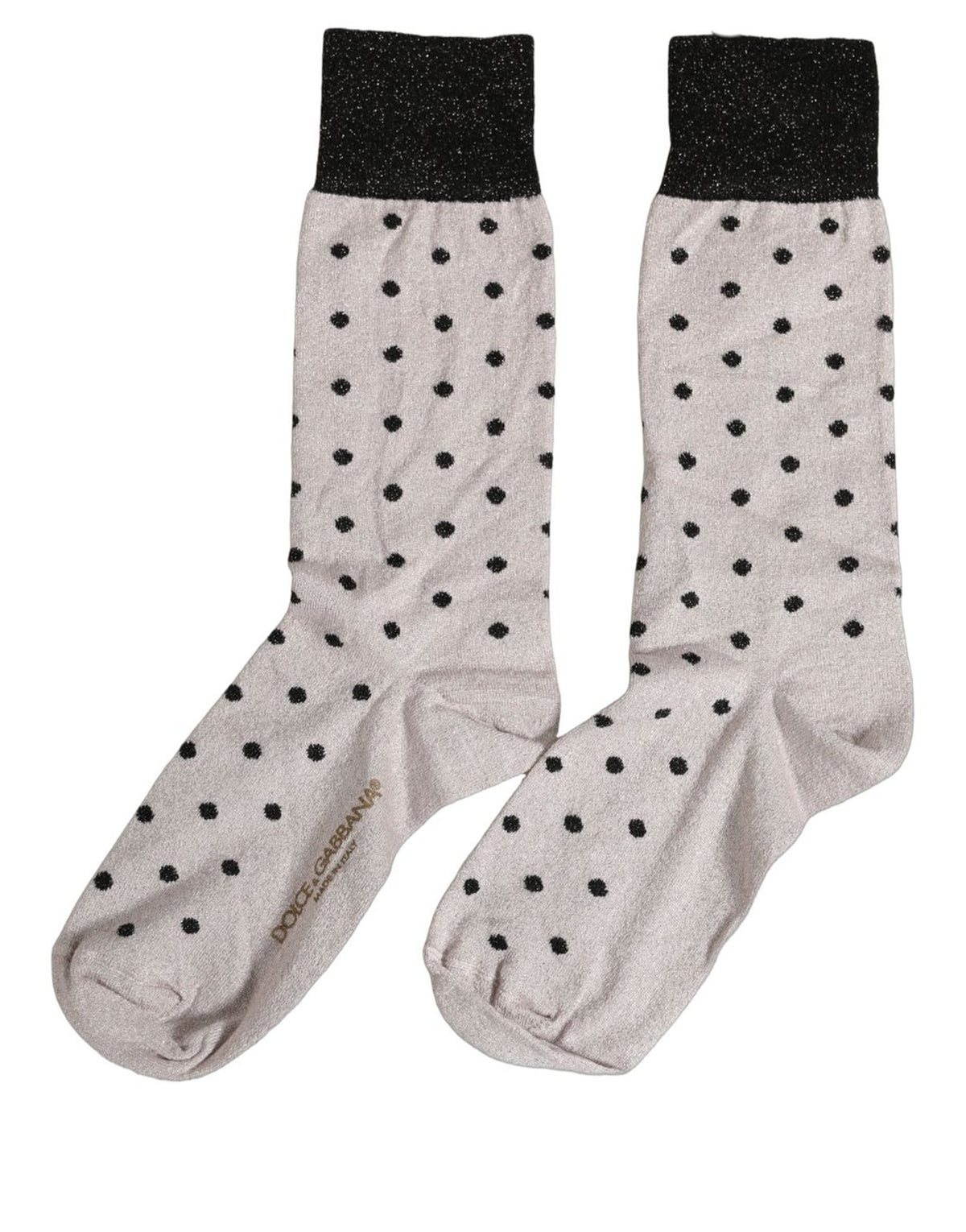 Dolce & Gabbana Gray Viscose Stretch Dotted Women Accessory Socks - Eljoys Fashion 