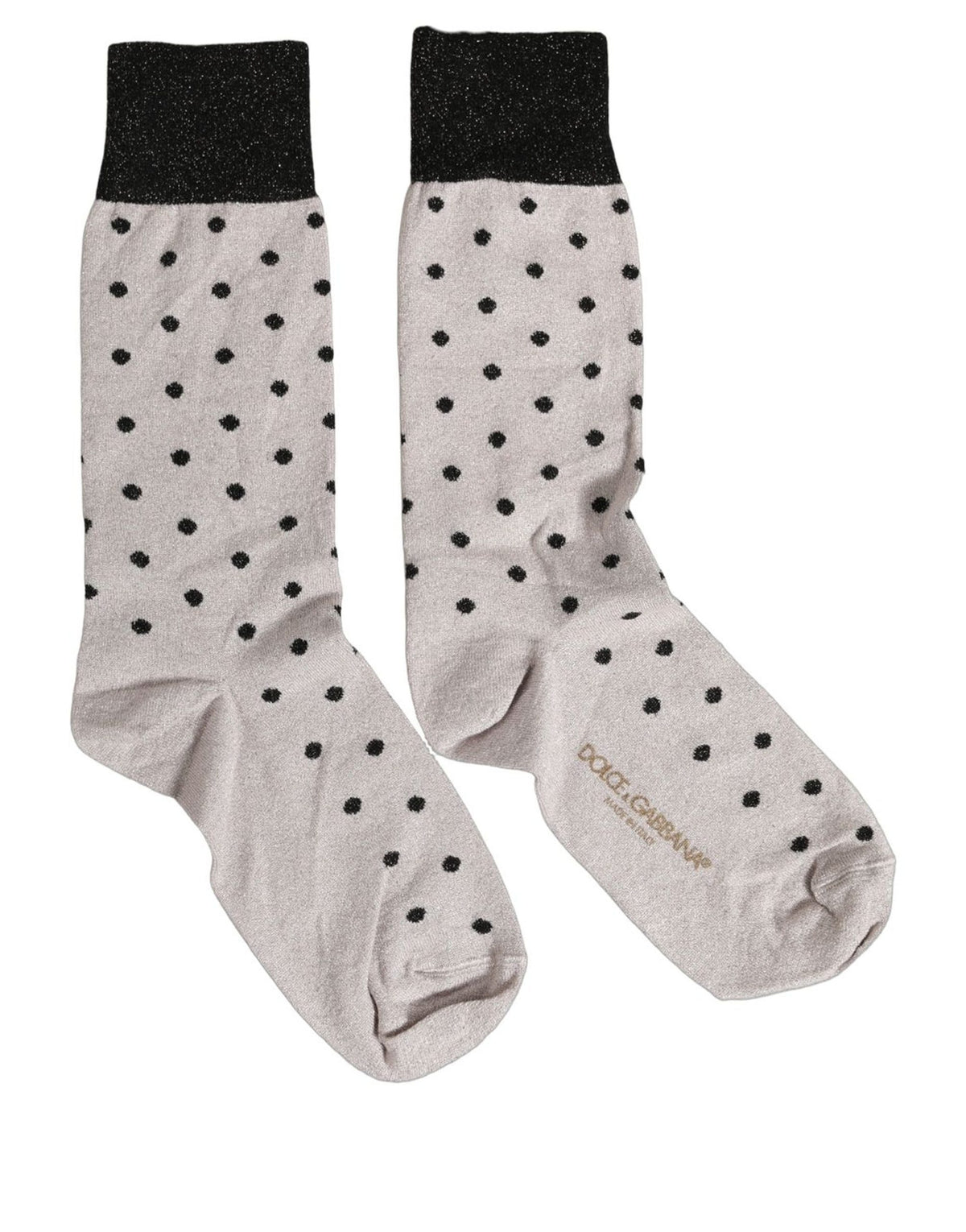 Dolce & Gabbana Gray Viscose Stretch Dotted Women Accessory Socks - Eljoys Fashion 
