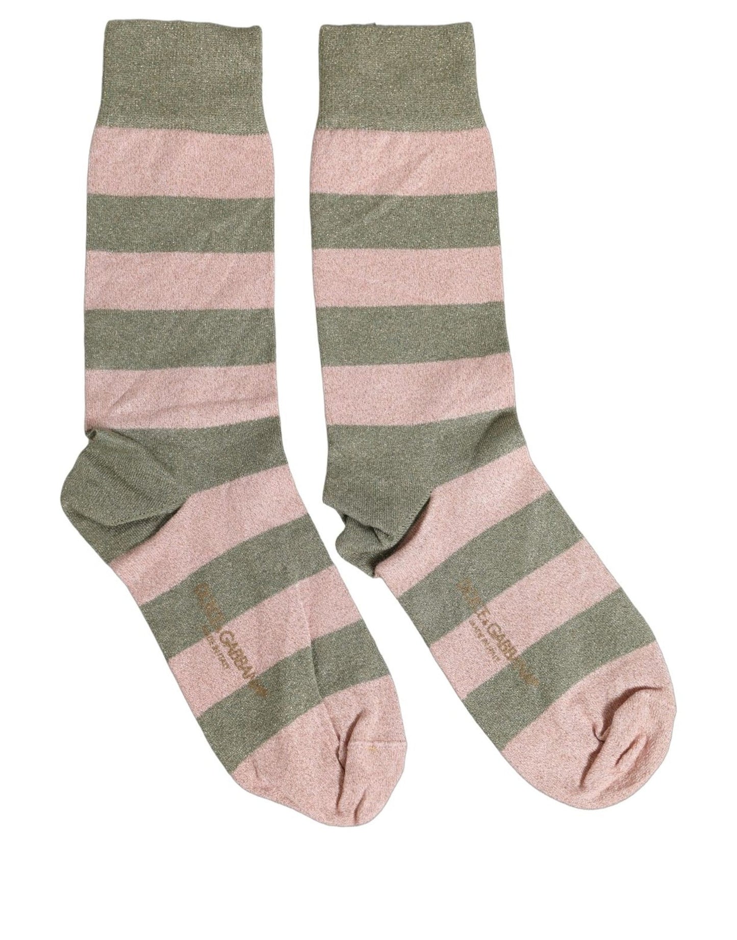 Dolce & Gabbana Gray Pink Stripes Mid Calf Accessory Socks