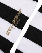 Dolce & Gabbana Black White Stripes Mid Calf Accessory Socks - Eljoys Fashion 