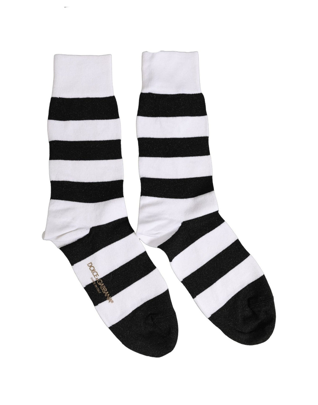 Dolce & Gabbana Black White Stripes Mid Calf Accessory Socks - Eljoys Fashion 