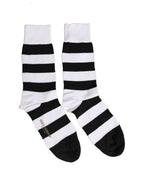Dolce & Gabbana Black White Stripes Mid Calf Accessory Socks - Eljoys Fashion 