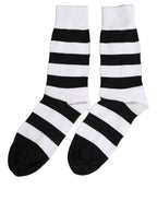 Dolce & Gabbana Black White Stripes Mid Calf Accessory Socks - Eljoys Fashion 