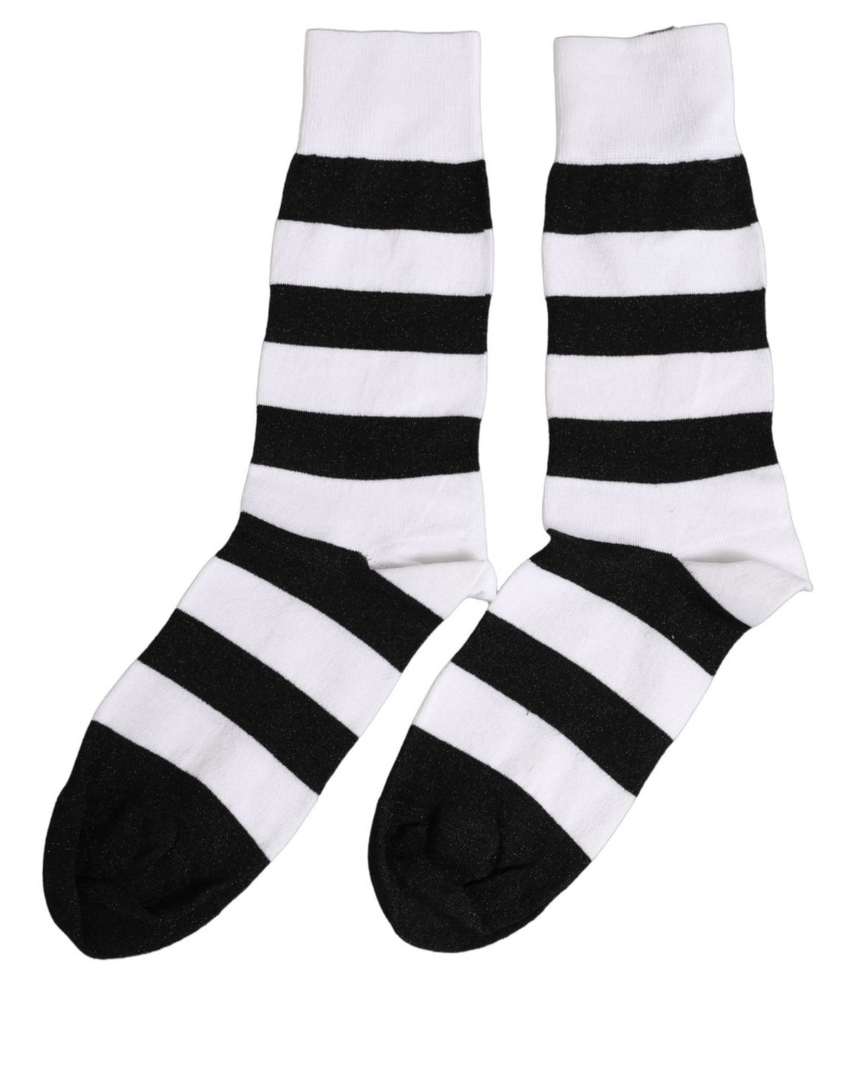 Dolce & Gabbana Black White Stripes Mid Calf Accessory Socks - Eljoys Fashion 