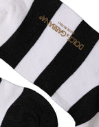 Dolce & Gabbana Black White Stripes Mid Calf Accessory Socks - Eljoys Fashion 