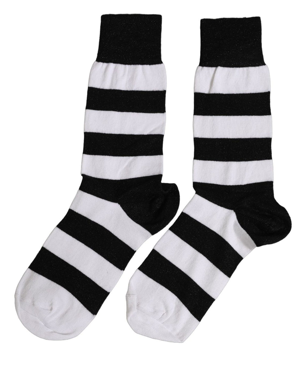 Dolce & Gabbana Black White Stripes Mid Calf Accessory Socks - Eljoys Fashion 