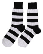 Dolce & Gabbana Black White Stripes Mid Calf Accessory Socks - Eljoys Fashion 