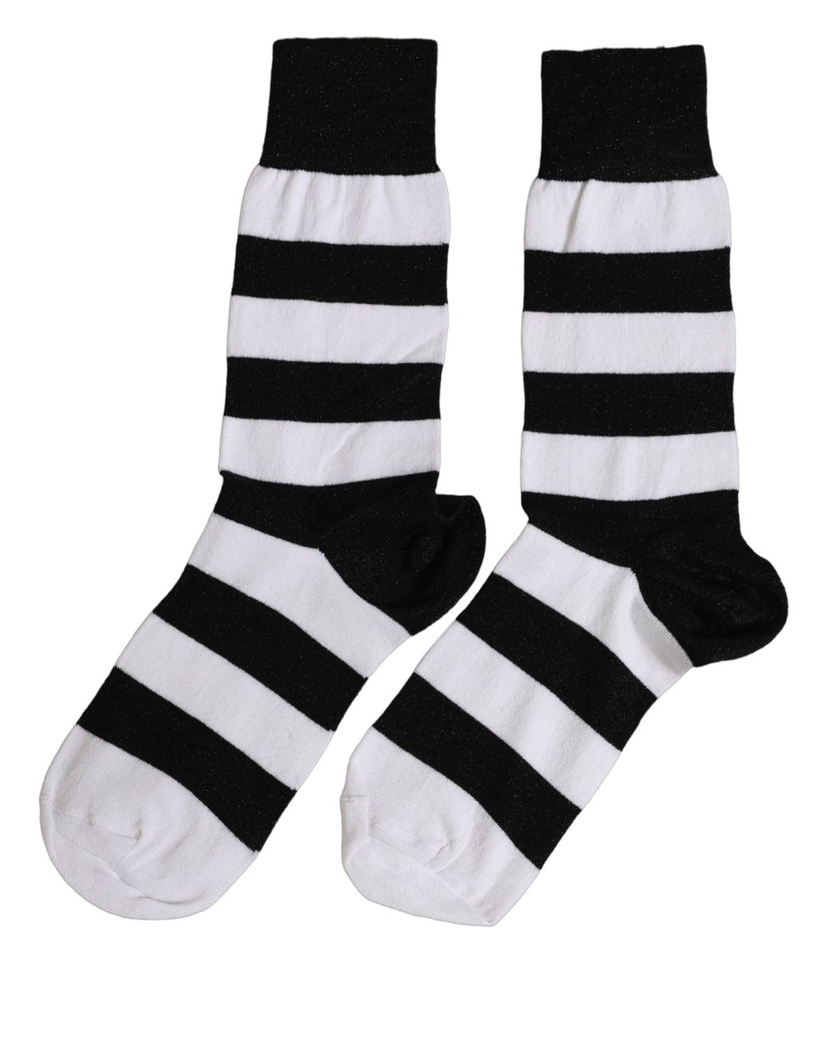 Dolce & Gabbana Black White Stripes Mid Calf Accessory Socks - Eljoys Fashion 