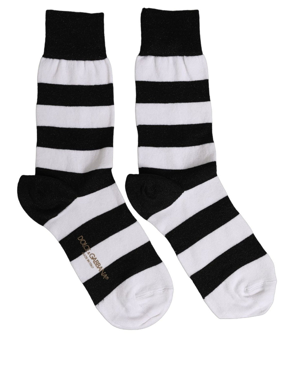 Dolce & Gabbana Black White Stripes Mid Calf Accessory Socks - Eljoys Fashion 