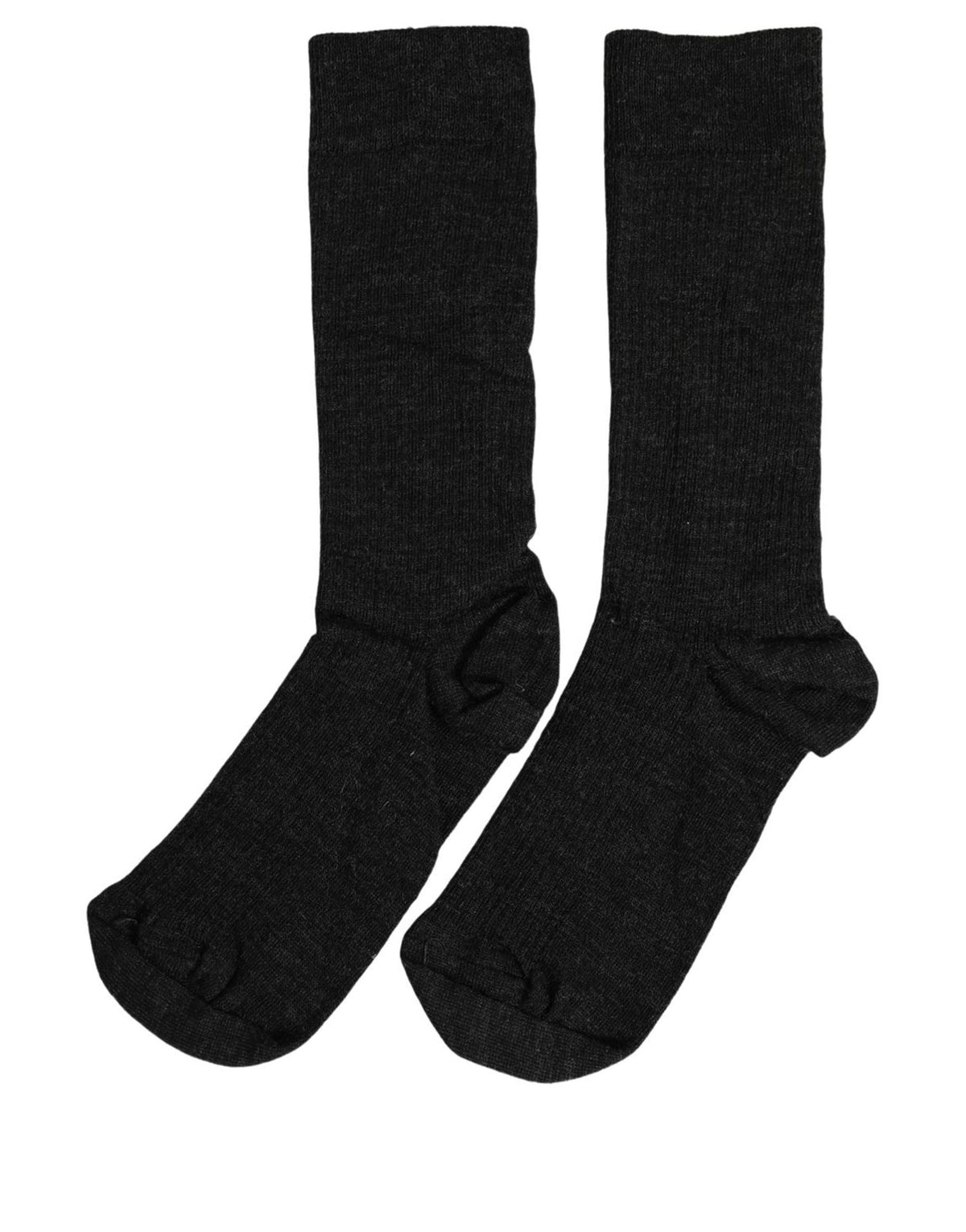 Dolce & Gabbana Black Wool DG Logo Mid Calf Accessory Socks - Eljoys Fashion 