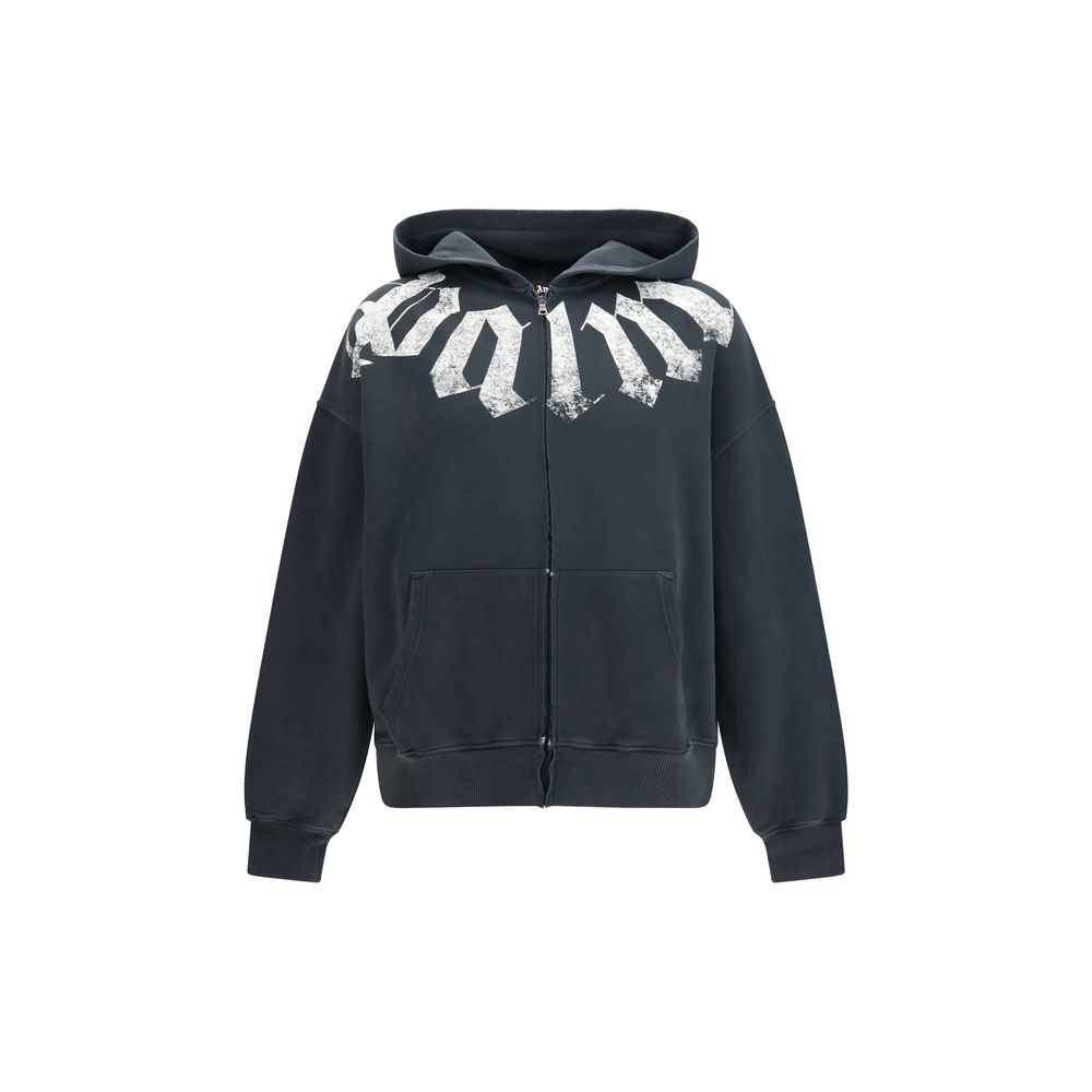 Black Cotton Sweatshirt by Palm Angels featuring a relaxed fit and minimal branding, displayed on a neutral background.