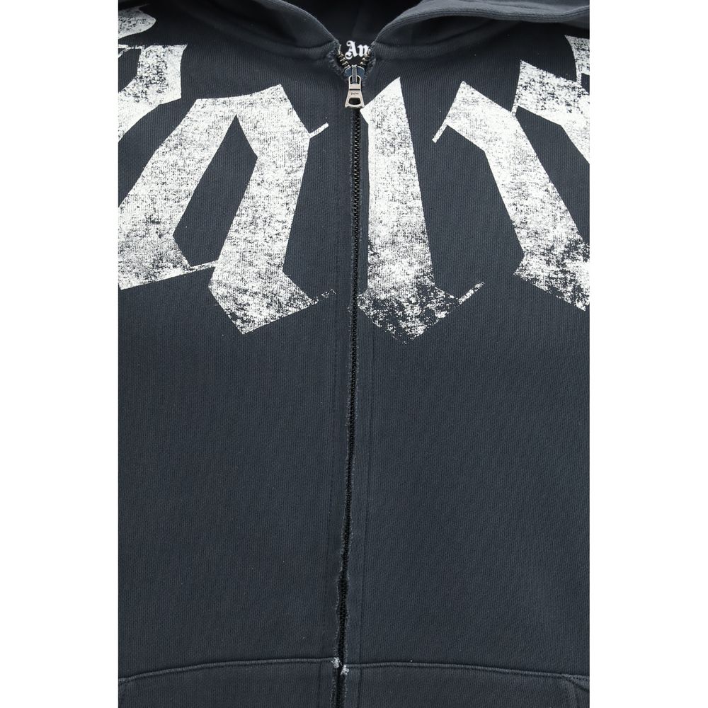 Black Palm Angels cotton sweatshirt with logo detail, casual fit, long sleeves, and ribbed cuffs and hem.