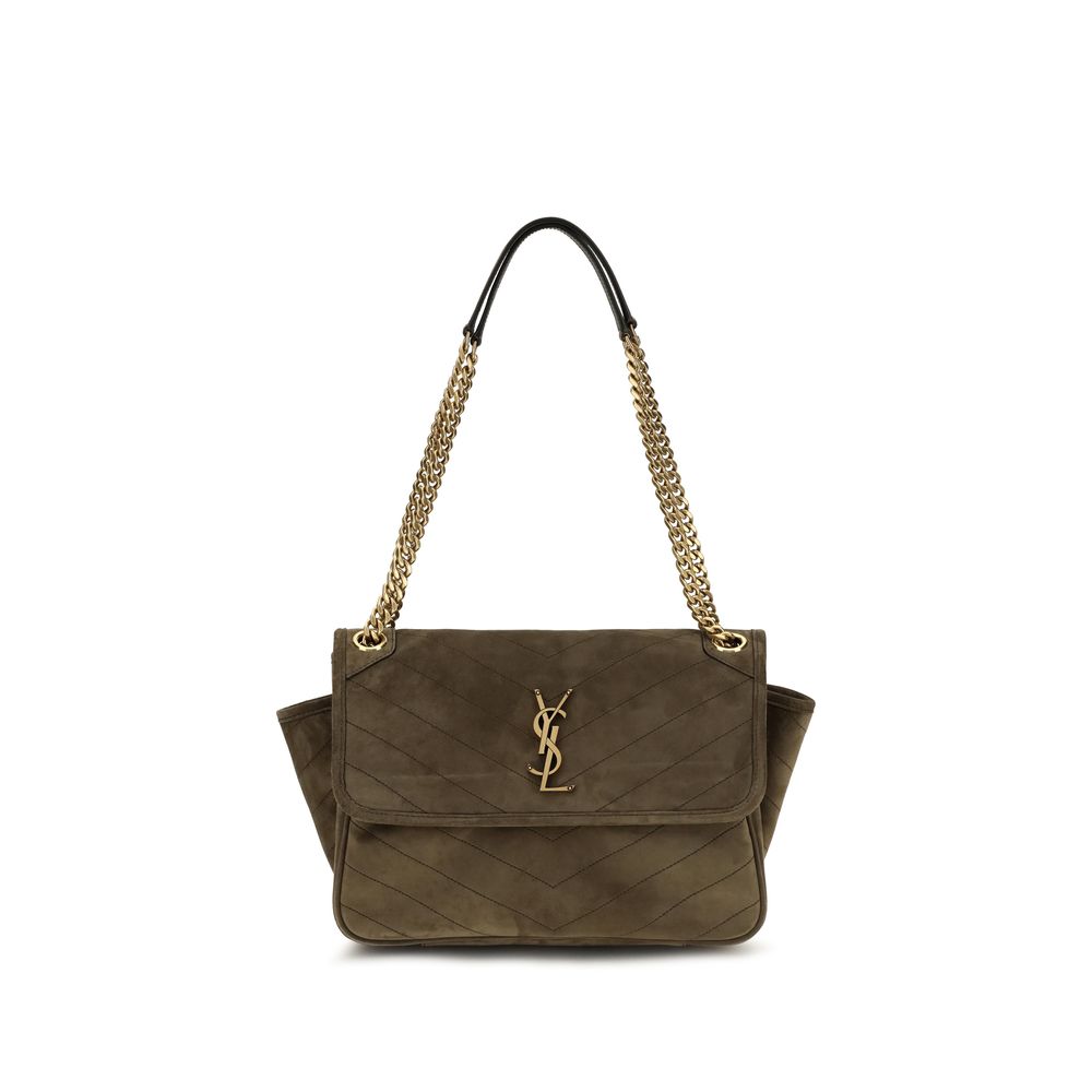 Saint Laurent Bicolor Suede Leather Shoulder Bag Saint Laurent