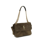 Saint Laurent Bicolor Suede Leather Shoulder Bag Saint Laurent