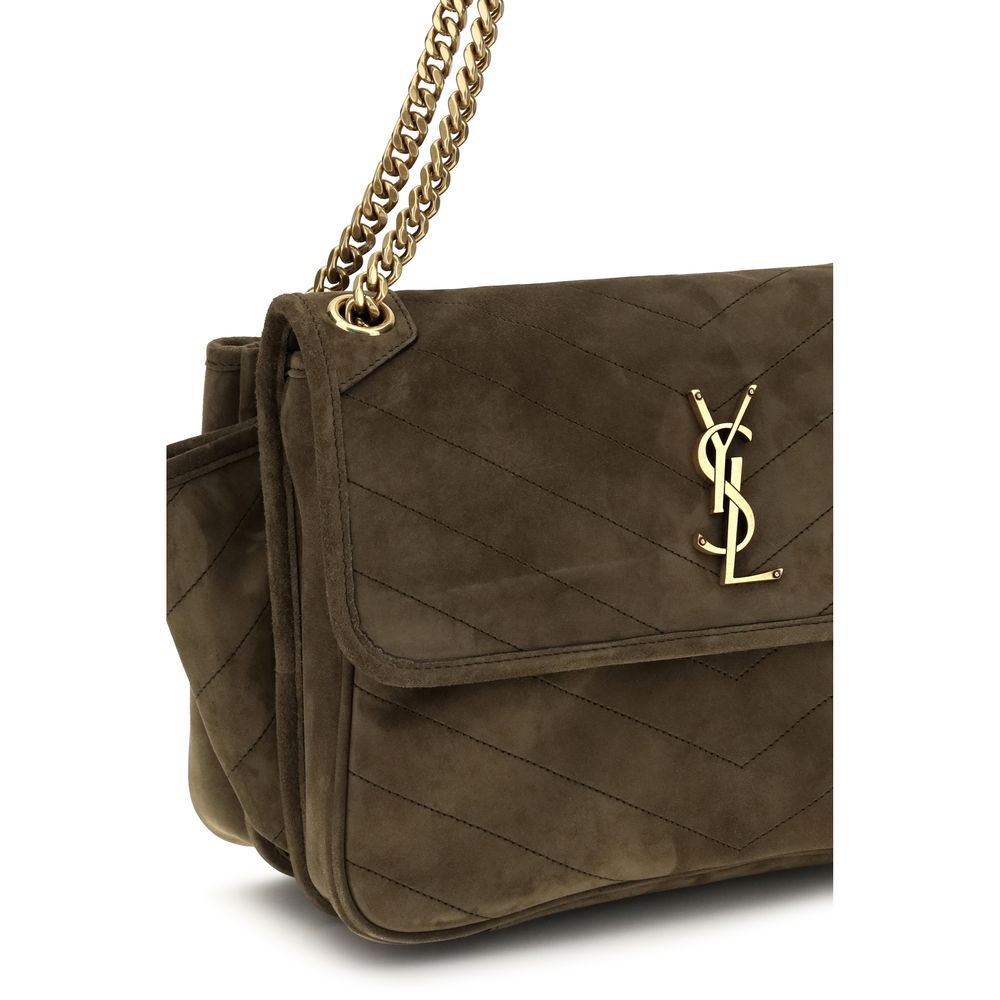 Saint Laurent Bicolor Suede Leather Shoulder Bag Saint Laurent