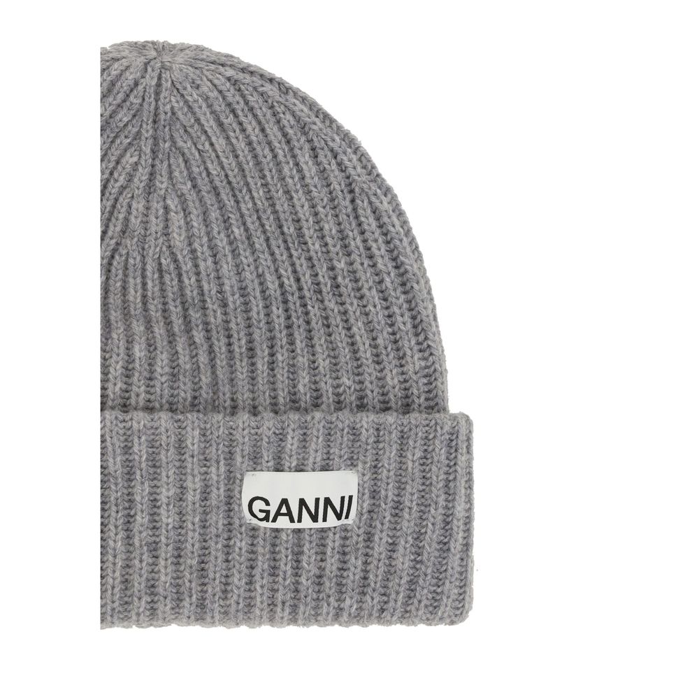 Ganni Gray Wool Oves Aries Beanie Ganni