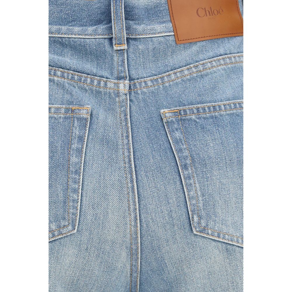 Chloé Blue Cotton Flared Jeans Chloé