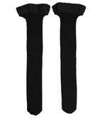 Dolce & Gabbana Black Wool Logo Calf Long Women Accessory Socks - Eljoys Fashion 