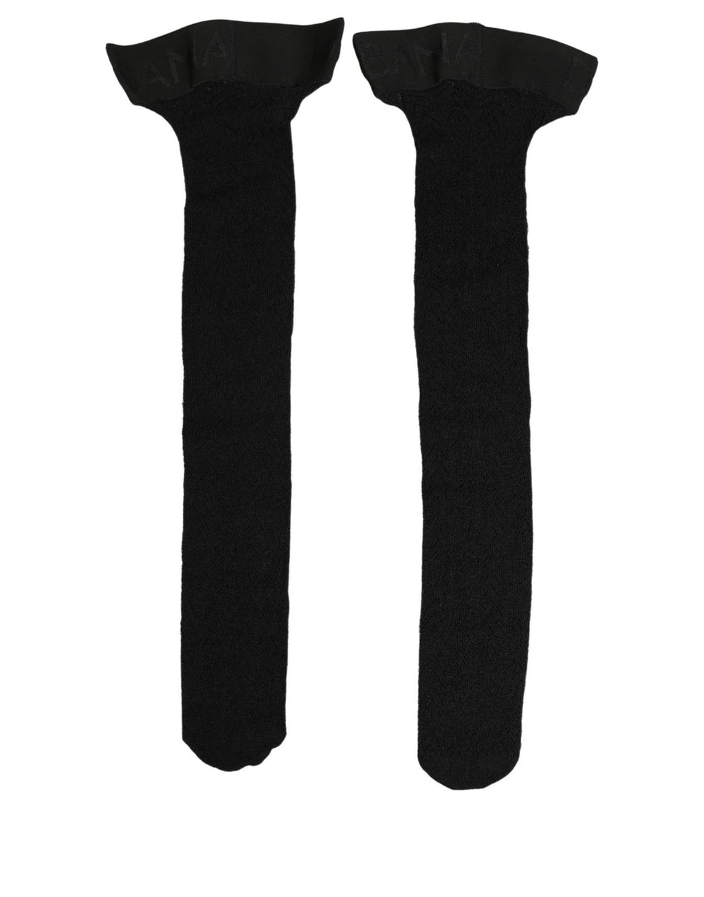 Dolce & Gabbana Black Wool Logo Calf Long Women Accessory Socks - Eljoys Fashion 