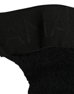 Dolce & Gabbana Black Wool Logo Calf Long Women Accessory Socks - Eljoys Fashion 