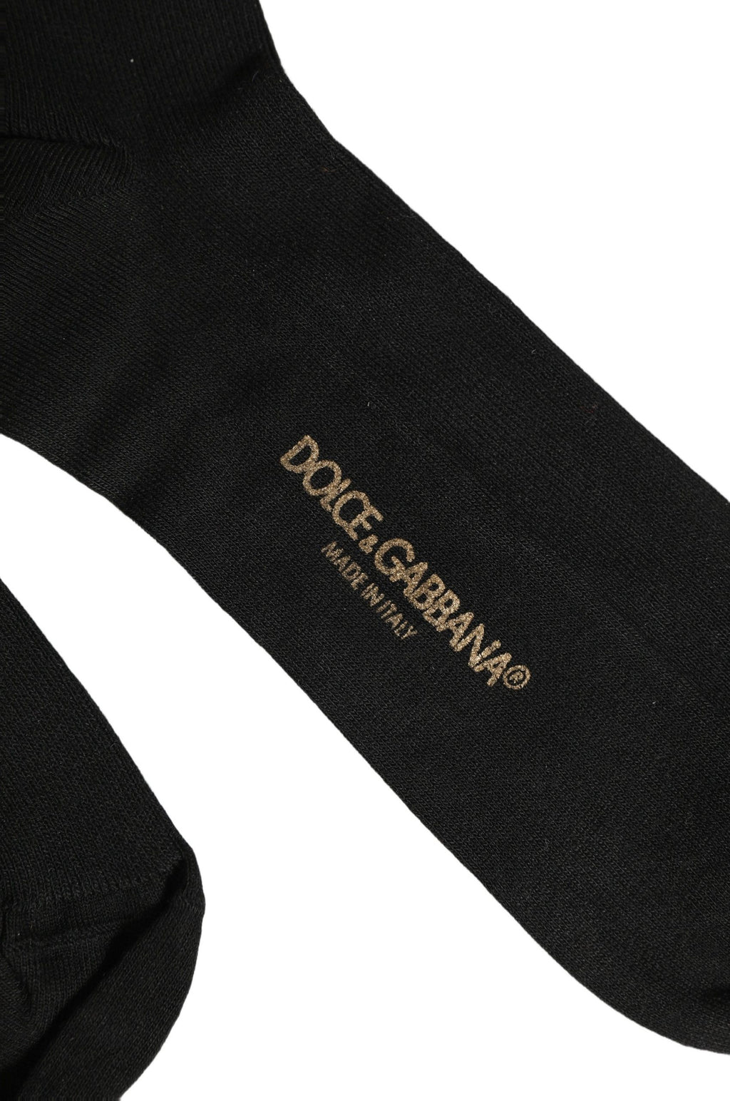 Dolce & Gabbana Black Cotton Ribbed Logo Over The Calf Women Socks - Eljoys Fashion 