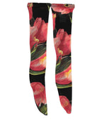 Dolce & Gabbana Black Pink Floral Tulip Nylon Stockings Socks - Eljoys Fashion 