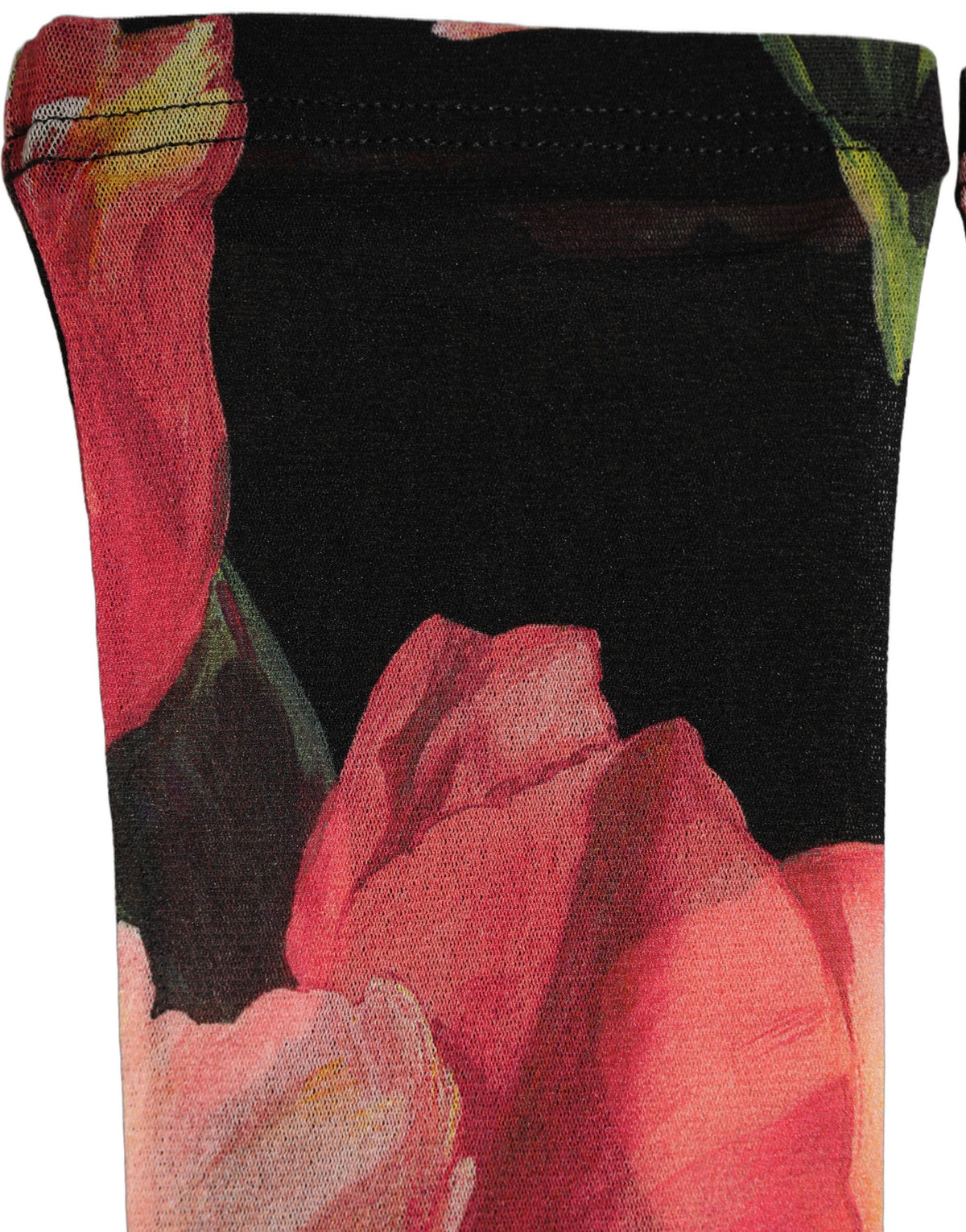 Dolce & Gabbana Black Pink Floral Tulip Nylon Stockings Socks - Eljoys Fashion 