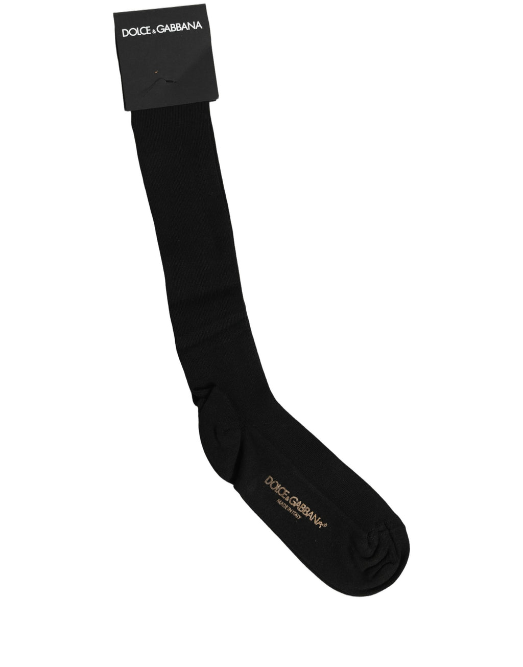 Dolce & Gabbana Black Viscose Logo Over The Calf Accessory Socks - Eljoys Fashion 